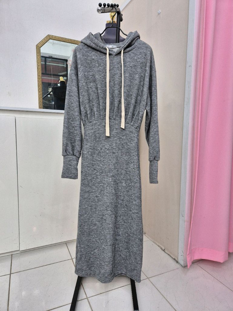 캐주얼 회색 후드 니트 원피스 프리사이즈ㅡ무배--7
