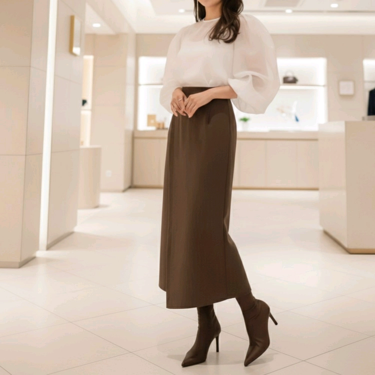 언발 랩 레더 스커트 - 스판 짱 편안한 시크룩 (L)ㅡ무배 이미지