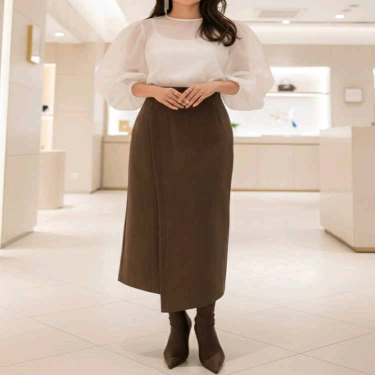 언발 랩 레더 스커트 - 스판 짱 편안한 시크룩 (L)ㅡ무배 이미지