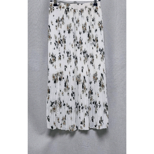 주름 플리츠 플라워 밴딩 롱 스커트