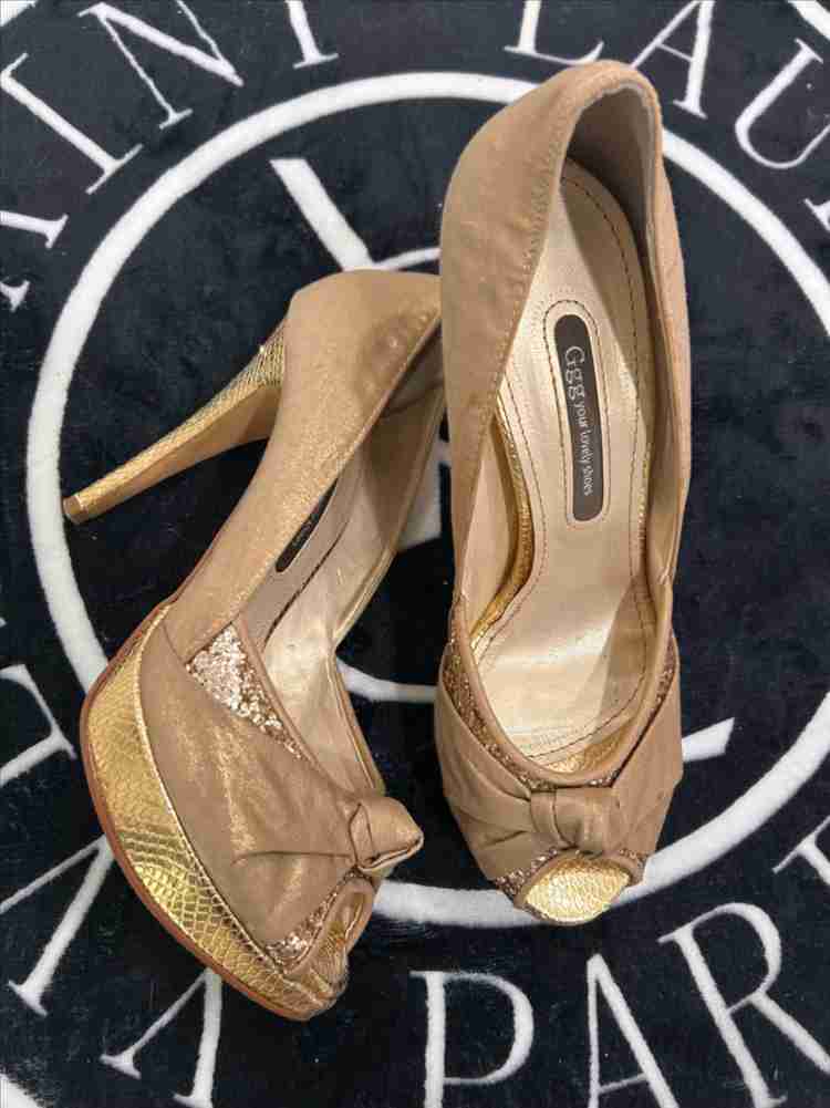 국내산 고퀄리티 하이힐 / 럭셔리 리본꼬임 오픈토 골드힐 59,800--9