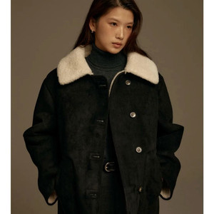 그레이룸 더블 스웨이드 무스탕 블랙