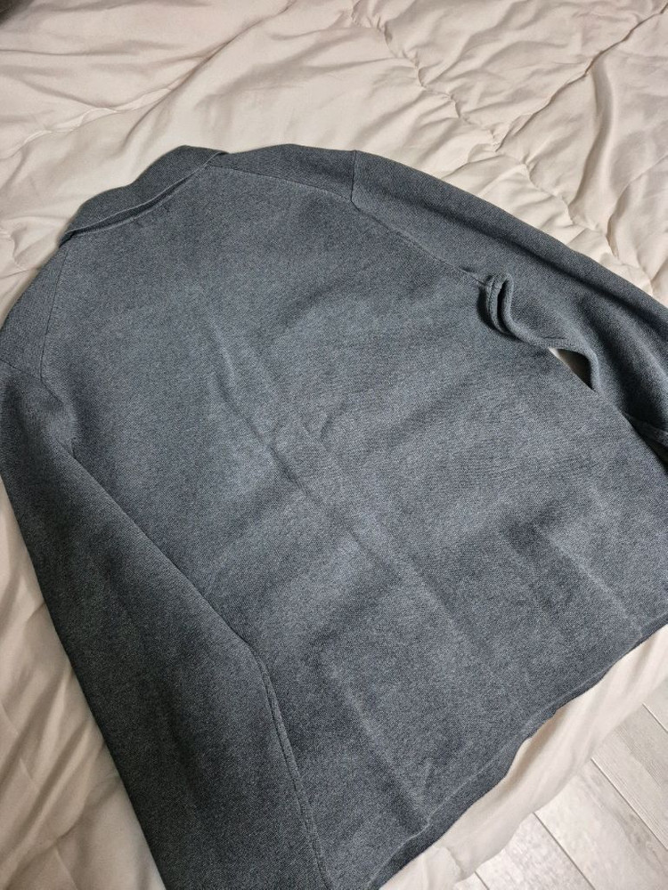 유니클로 밀라노 립 셔츠 가디건 L 그레이--3