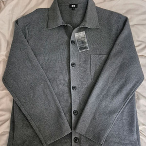 유니클로 밀라노 립 셔츠 가디건 L 그레이