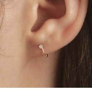 14k 미니 큐빅 원터치 링 귀걸이 1쌍 (새제품)