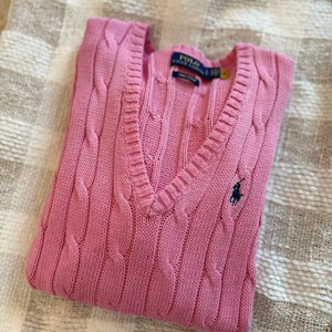 폴로 우먼 피마코튼 브이넥 니트 핑크 S