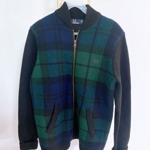 (XS)프레드페리여자울니트체크집업자켓