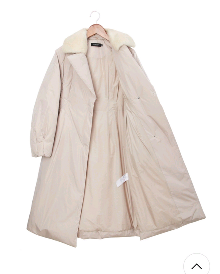 질스튜어트뉴욕 베이지 밍크퍼 탈착 구스다운 코트형 점퍼/55--1