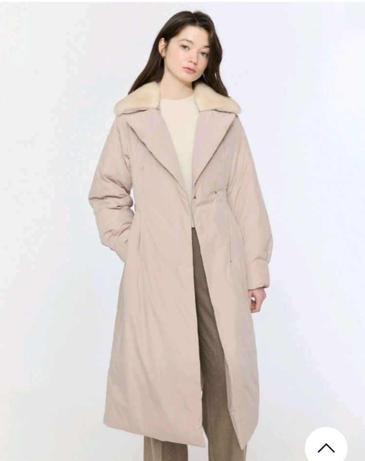 질스튜어트뉴욕 베이지 밍크퍼 탈착 구스다운 코트형 점퍼/55--3