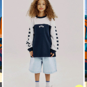 히로 뉴체커 보드 티셔츠 네이비170