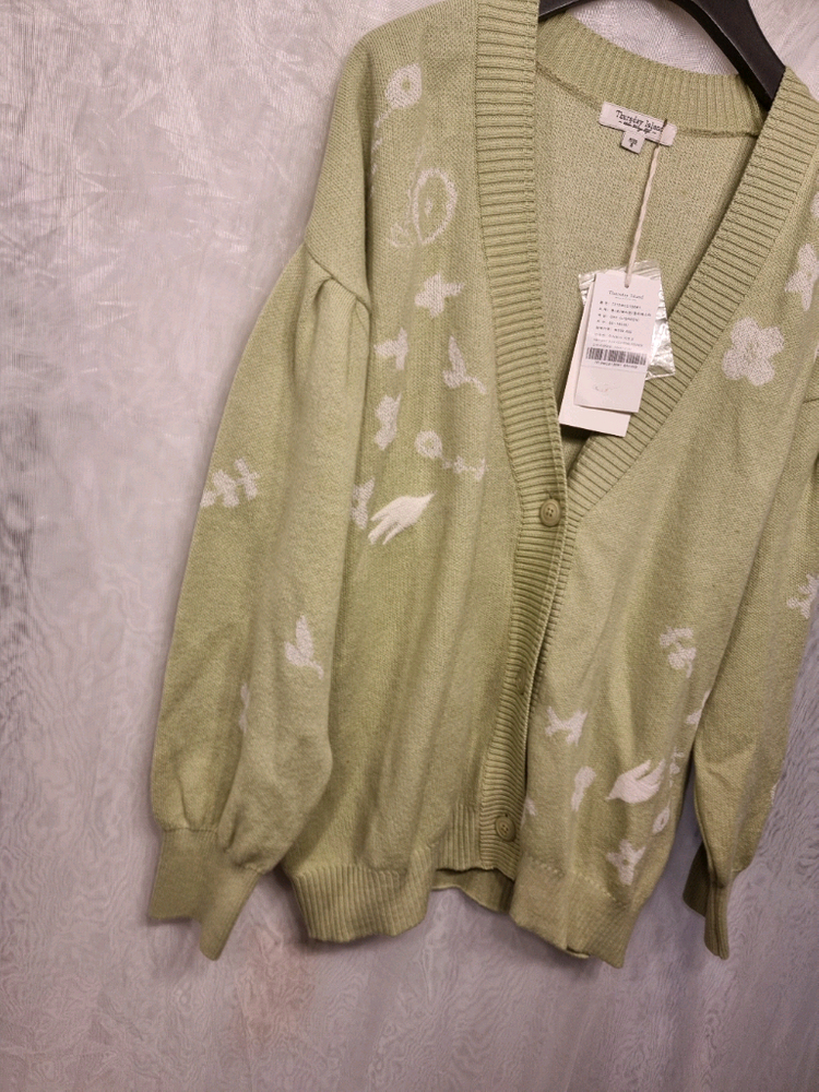 새옷 S,M 볼륨 소매 자카드 봄 가디건 써스데이아일랜드--3