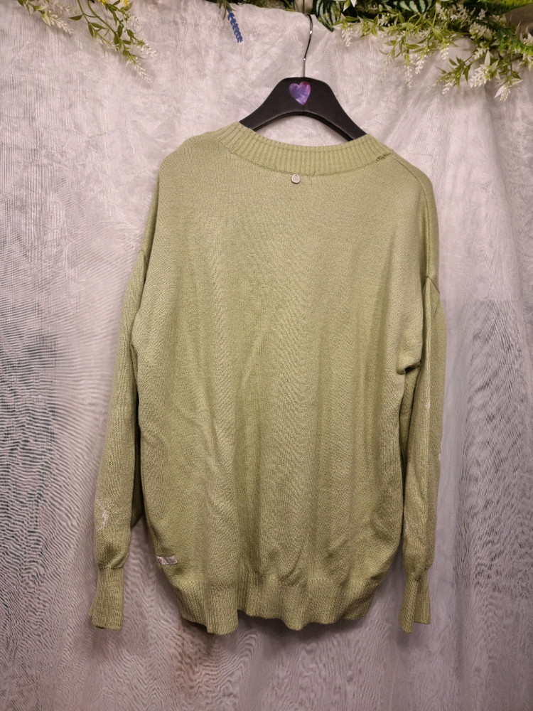 새옷 S,M 볼륨 소매 자카드 봄 가디건 써스데이아일랜드--7