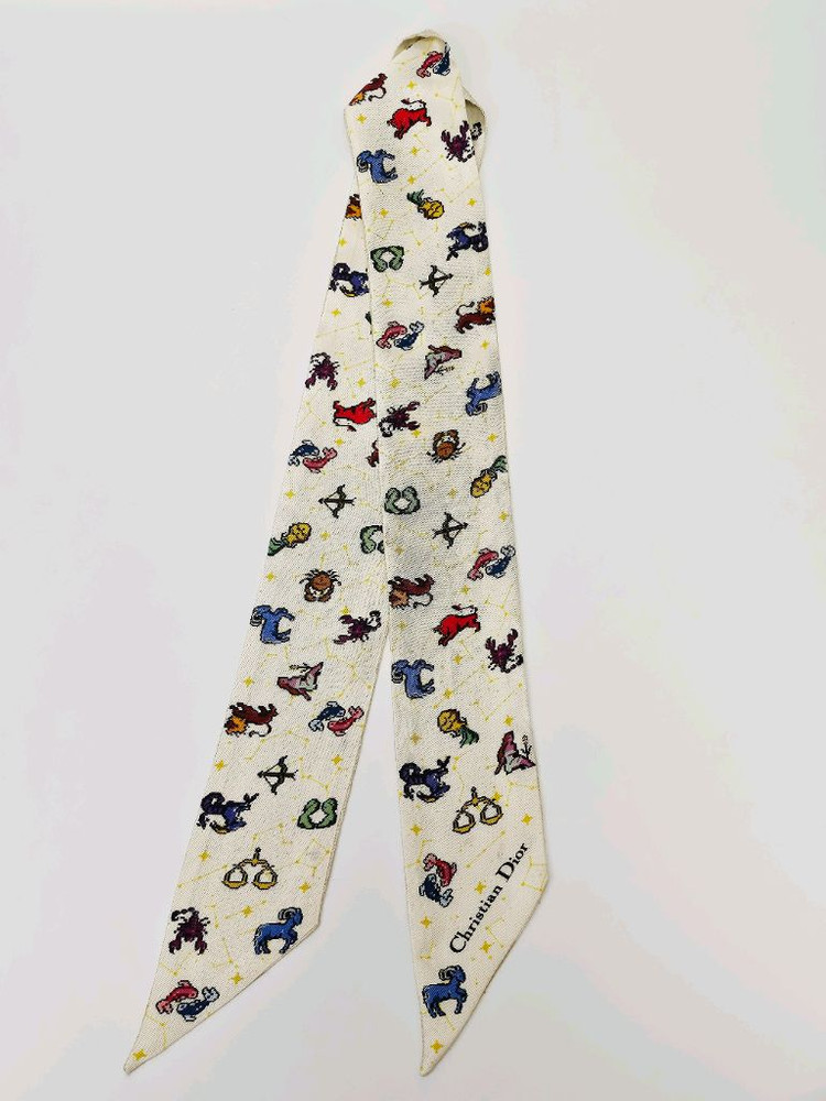 디올 조디악 픽셀 미차 스카프 실크 트윌 화이트 멀티컬러 이미지