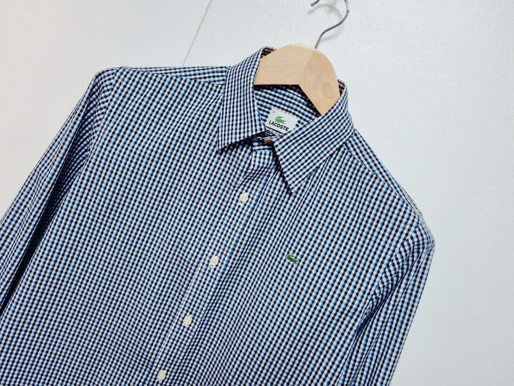 남성 라코스테 체크패턴 긴팔 남방 셔츠--4