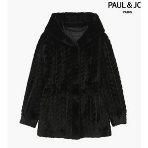 폴앤조 파리 후드 인조 밍크 코트 S
