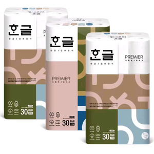 한예지 천연펄프 화장지 30롤3팩 무료배송27900원