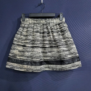 마쥬 트위드 양가죽 미니 밴딩스커트