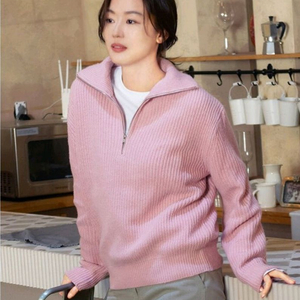 지오다노 전지현 반집업 하프집업 니트 핑크 5566