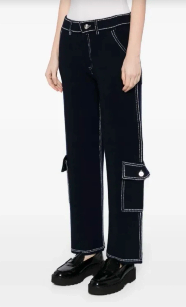 Barrie 캐시미어 카고 데님 팬츠 네이비-M사이즈 새거-남여공용 이미지