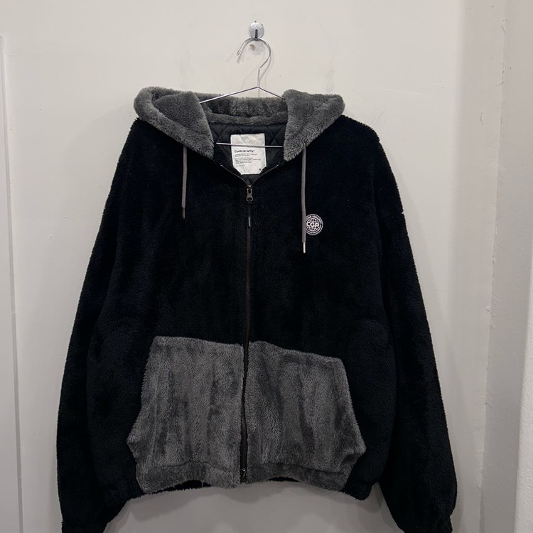 코드그라피 러버와펜 배색 후드 모헤어 플리스 이미지