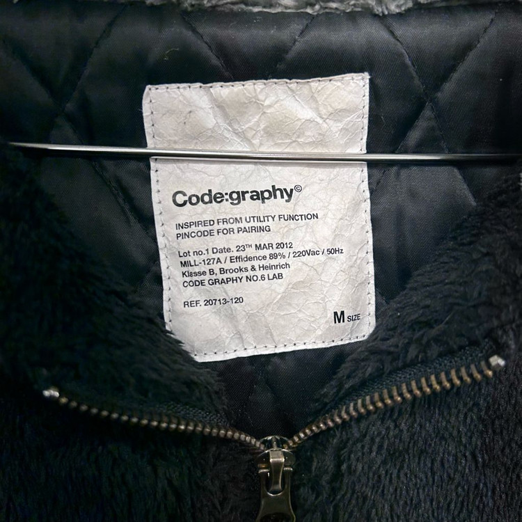 코드그라피 러버와펜 배색 후드 모헤어 플리스 이미지