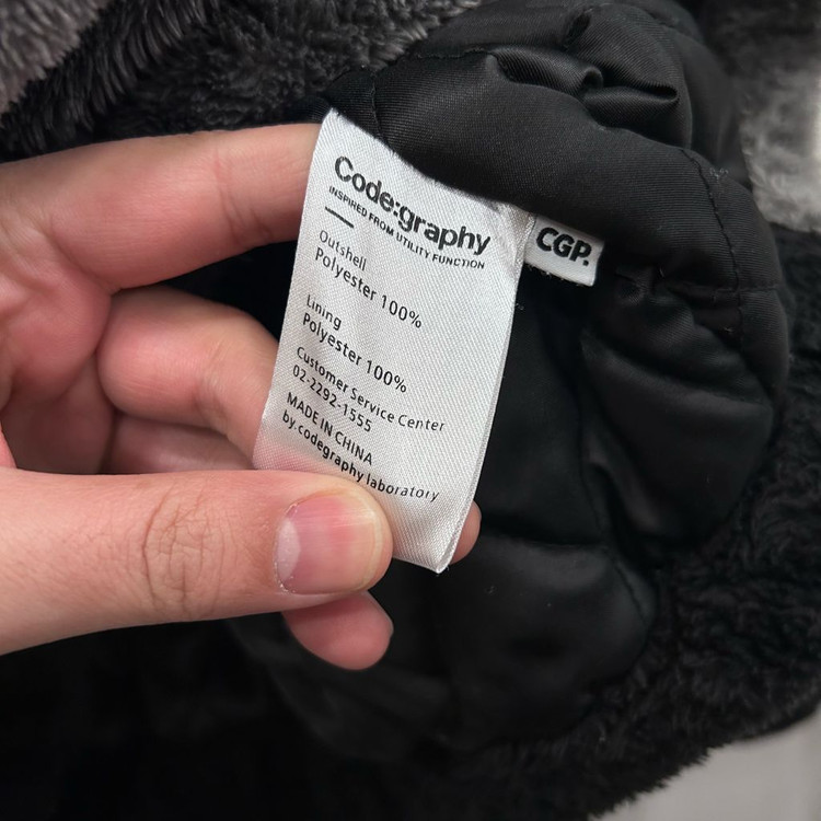 코드그라피 러버와펜 배색 후드 모헤어 플리스 이미지