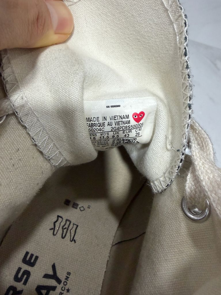 컨버스 x 플레이 꼼데가르송 척 70 하이 블랙 280mm 이미지