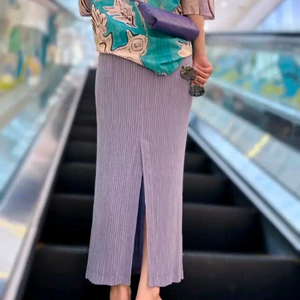 이세이미야케 해칭 스커트 &리프플리츠 원피스 아사가오퍼플