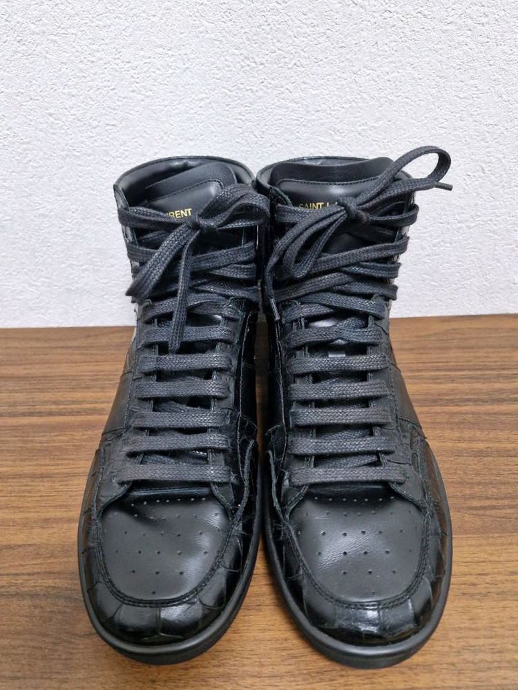 [40] SLP 생로랑 SL10H 크로커다일 가죽 하이탑 스니커즈--1