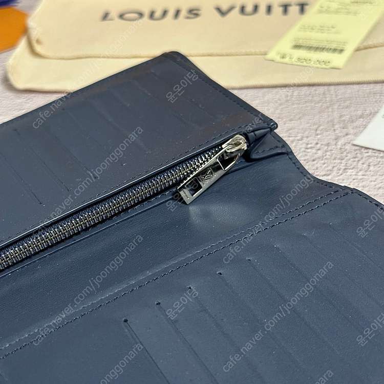 [풀구성] 루이비통 에어로그램 브라짜 월릿 장지갑 네이비 블루--3