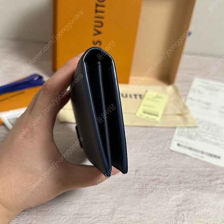 [풀구성] 루이비통 에어로그램 브라짜 월릿 장지갑 네이비 블루--4