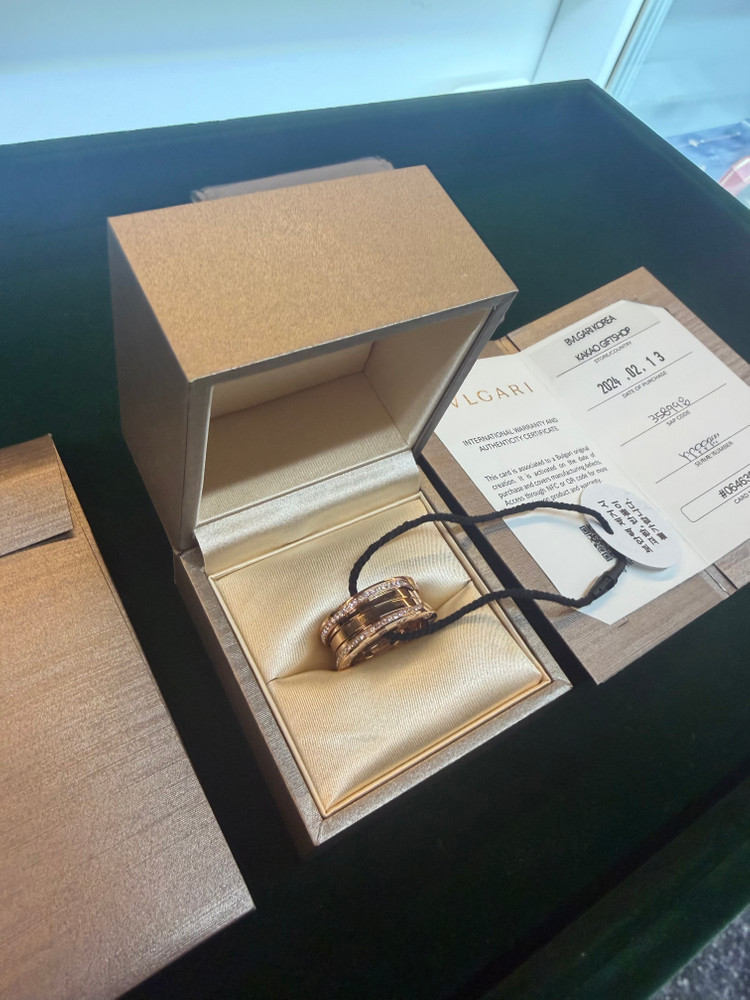 정품 새상품 불가리 비제로원 3밴드링 로즈골드 다이아--2