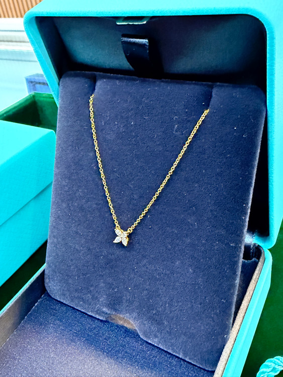 정품 티파니 빅토리아 로즈골드 마퀴즈 다이아몬드 목걸이--4