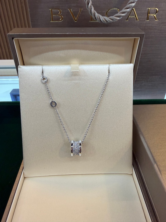 정품 불가리 비제로원 풀파베 목걸이 오리지날 화이트골드--1