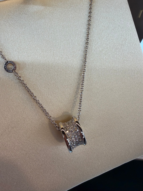 정품 불가리 비제로원 풀파베 목걸이 오리지날 화이트골드--4