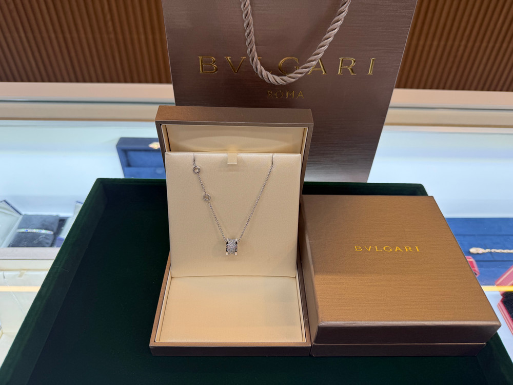정품 불가리 비제로원 풀파베 목걸이 오리지날 화이트골드--5
