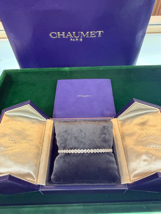 쇼메 비드쇼메 팔찌 화이트골드 하프 파베다이아 세팅 팔찌 18사이즈--4