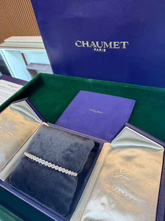 쇼메 비드쇼메 팔찌 화이트골드 하프 파베다이아 세팅 팔찌 18사이즈--6