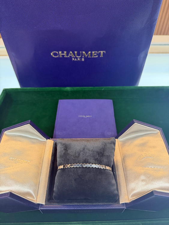 쇼메 비드쇼메 팔찌 화이트골드 하프 파베다이아 세팅 팔찌 18사이즈--7