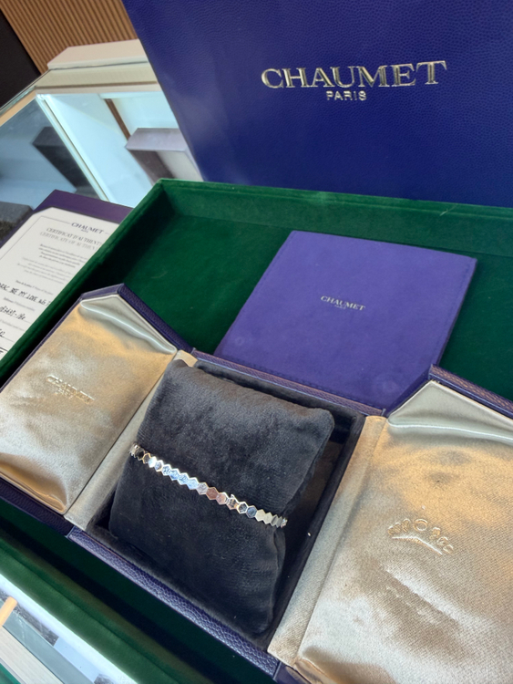 쇼메 비드쇼메 팔찌 화이트골드 하프 파베다이아 세팅 팔찌 18사이즈--8