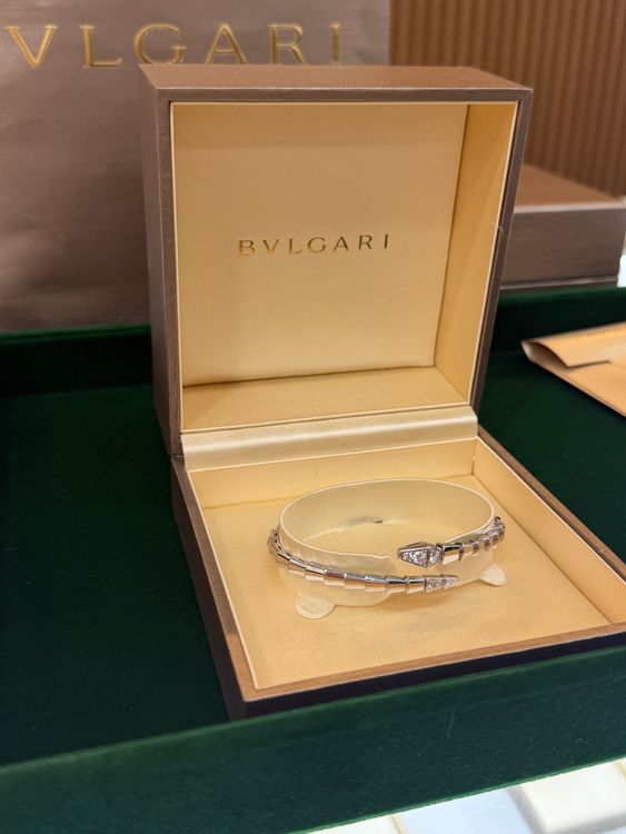 정품 불가리 세르펜티 바이퍼 팔찌 화이트골드 다이아 17호--3