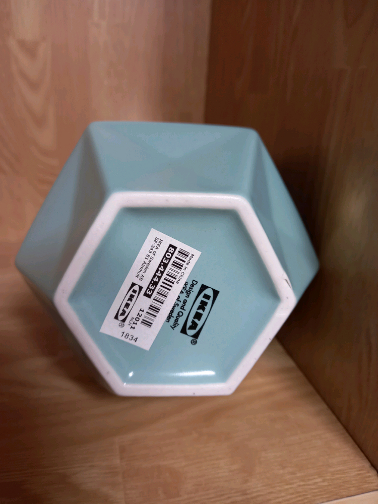 이케아 민트색 다각형 화병/ 20cm 꽃병--2
