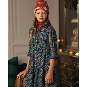 랄프로렌폴로 키즈 신상 체크 셔츠 원피스 7Y