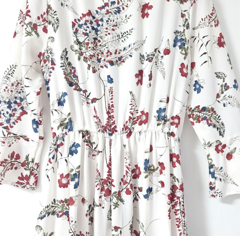 브이넥 꽃무늬 롱원피스--1