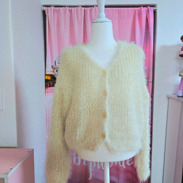 연노랑 니트 가디건--0