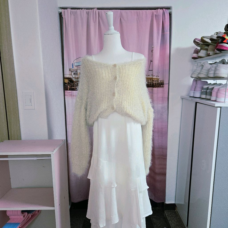 연노랑 니트 가디건--2