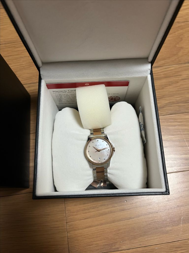 구찌 G 타임리스 콤비 자개 + 다이아몬드 쿼츠 시계--1