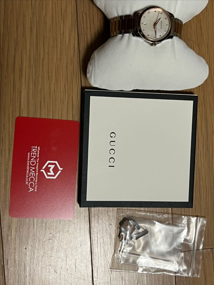 구찌 G 타임리스 콤비 자개 + 다이아몬드 쿼츠 시계--3