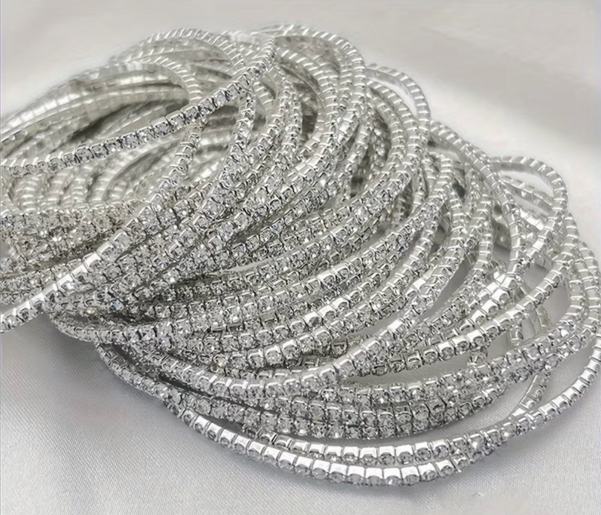 (새것) 실버 슬림 큐빅 밴딩 테니스 팔찌--0