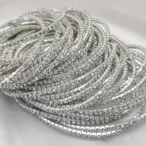 (새것) 실버 슬림 큐빅 밴딩 테니스 팔찌